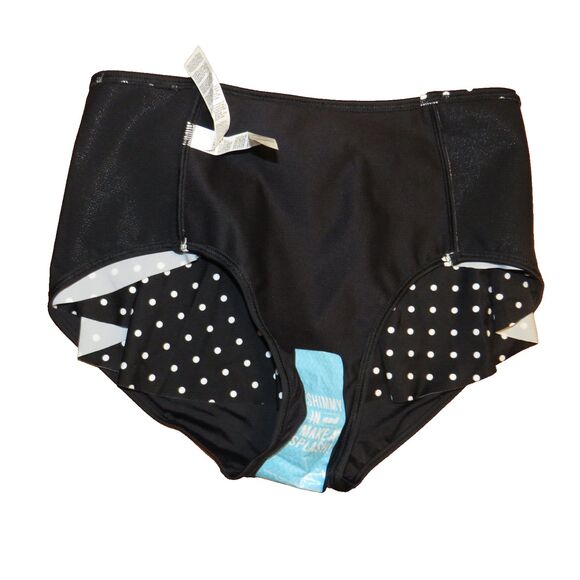 Spanx Black And White Polka Dot Flirty Skirted Shaping Swim Bottoms Size 16 - Picture 11 of 12